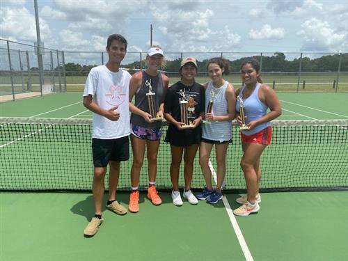 Photo of students with trophies