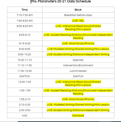 schedule schedule