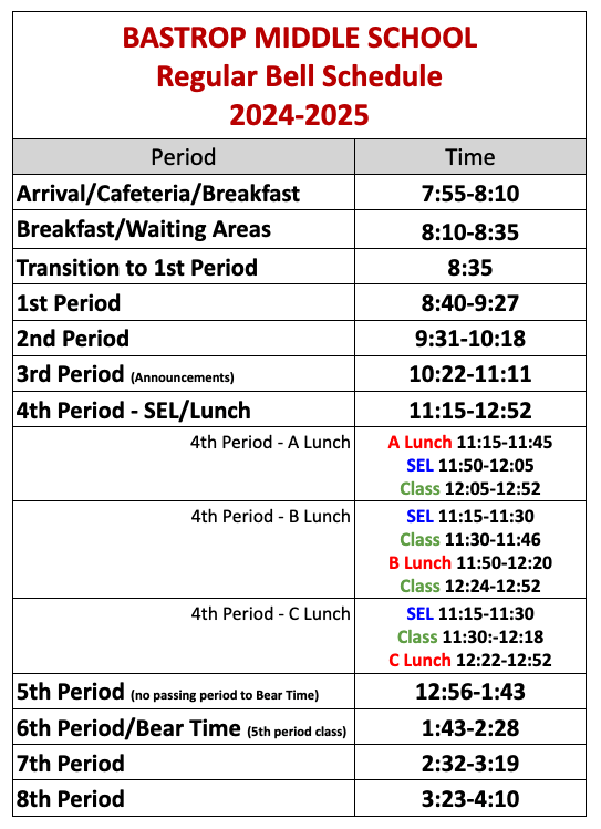 Bell Schedule
